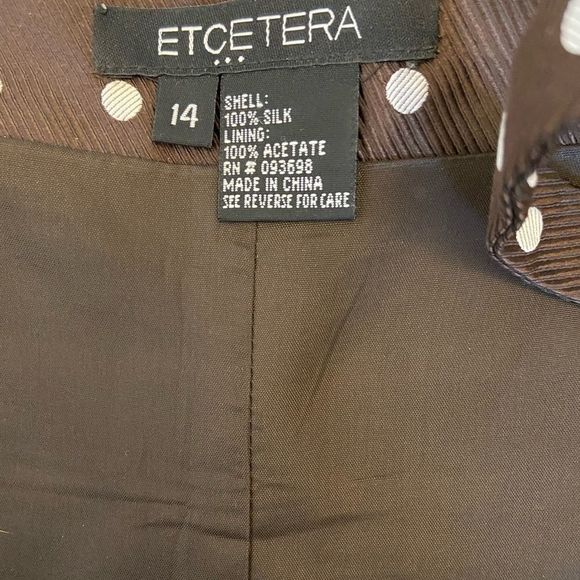 ETCETERA Silk Brown Polka Dot Bustier Tank Top 14 - Picture 4 of 7